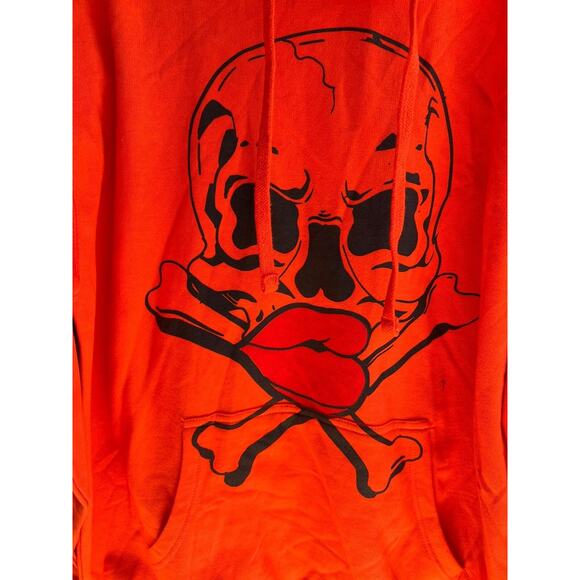 La Ropa Men's Orange Skull & Bone Rare Hooded Sweatshirt Red Size Large - Picture 4 of 5